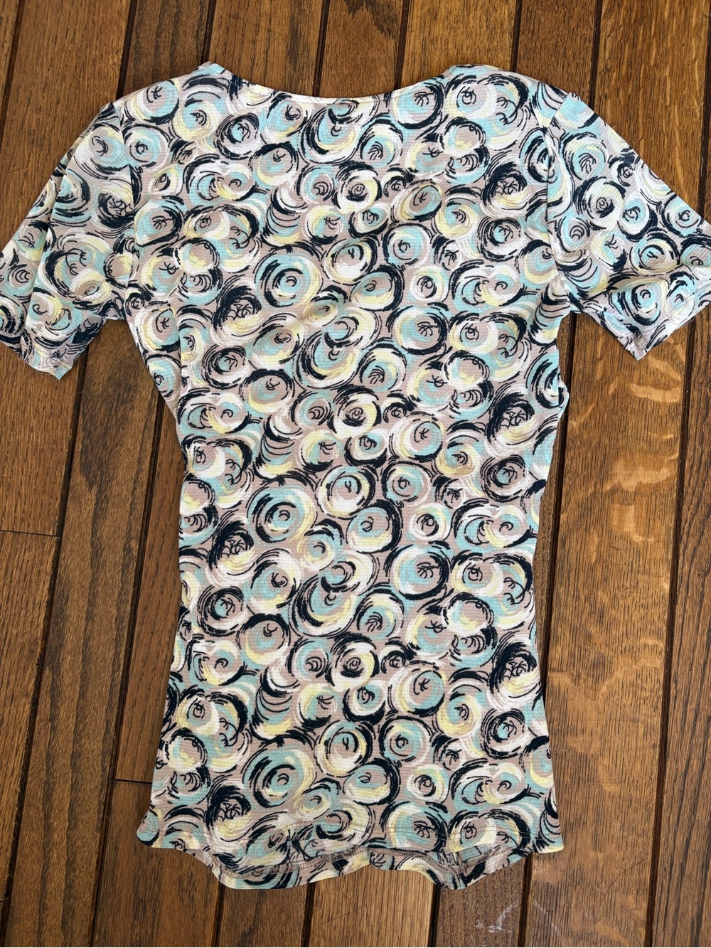 Patterned Twist-Front V-Neck Top - Multi-Color - Picture 2 of 5